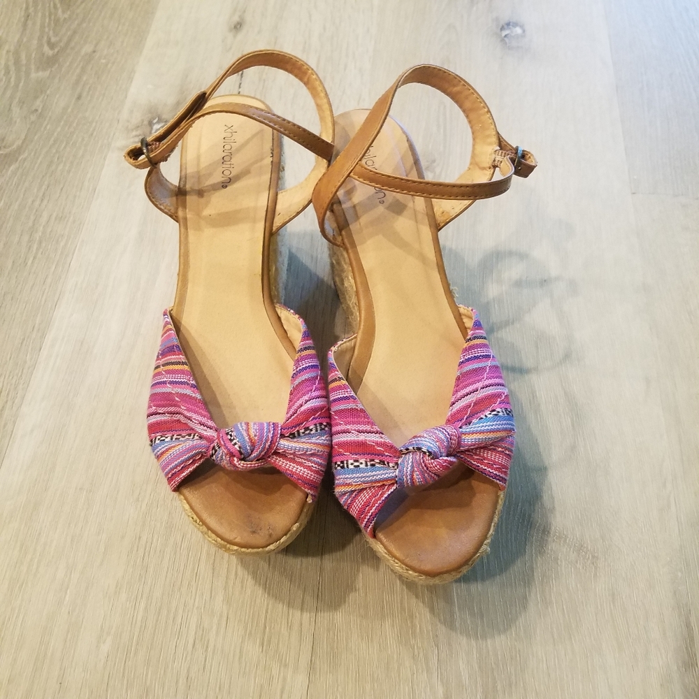 Xhilaration Twyla Espadrille Jute Wedge Heels Sandals Sz 7.5 Y2K